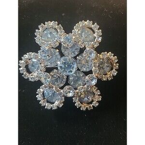 Kramer Light Blue Rhinestone Brooch No Missing Stones